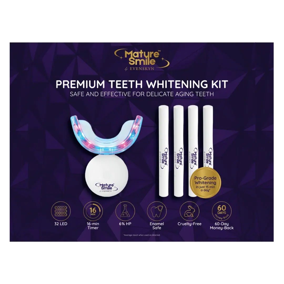 MatureSmile™ LED Teeth Whitening Kit | Enamel-Safe Whitening for Adults 40+ EVENSKYN® MatureSmile™ LED Teeth Whitening Kit | Enamel-Safe Whitening for Adults 40+ EVENSKYN®