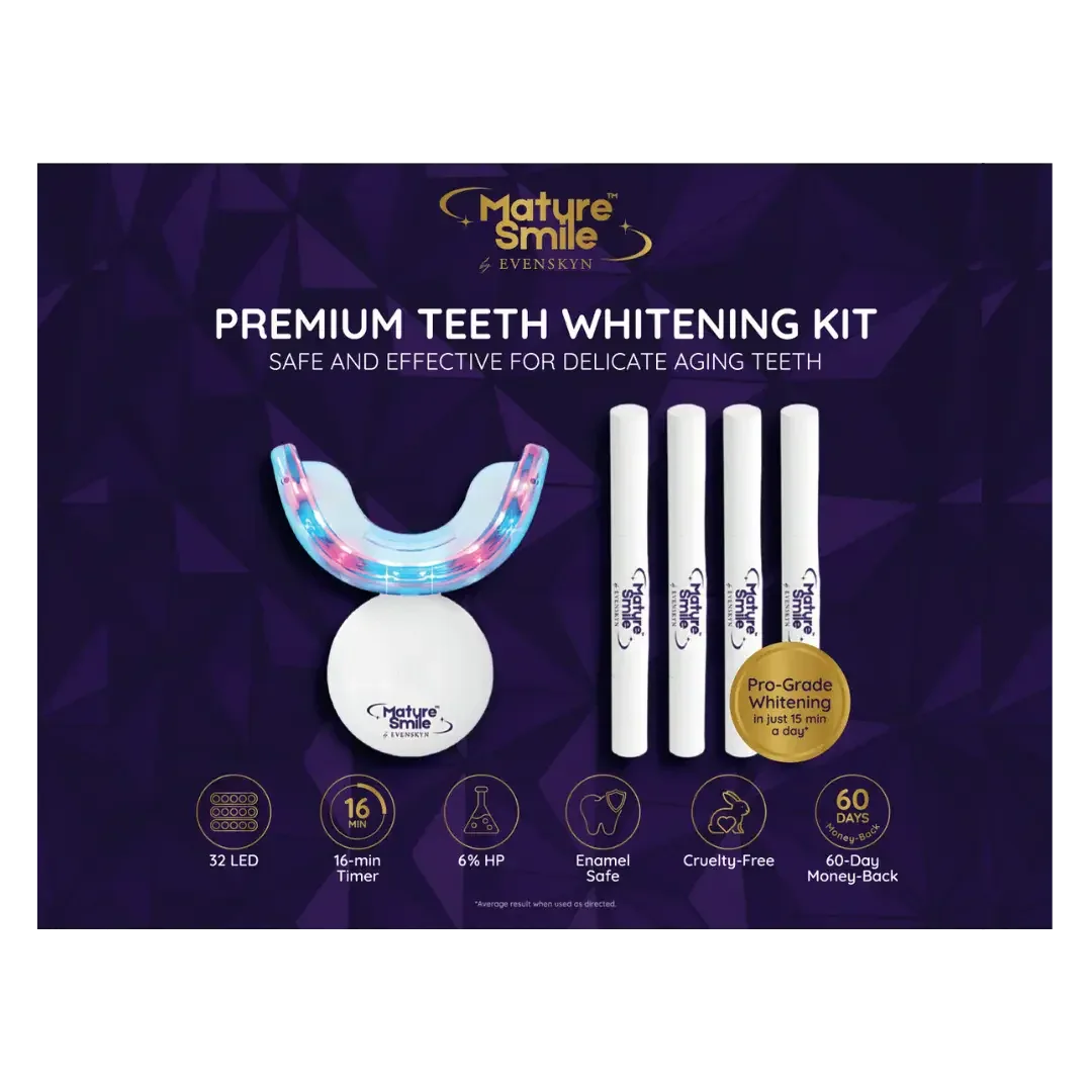 *NEW* MatureSmile™ LED Teeth Whitening Kit | Enamel-Safe Whitening for Adults 40+ - EVENSKYN® *NEW* MatureSmile™ LED Teeth Whitening Kit | Enamel-Safe Whitening for Adults 40+ - EVENSKYN®