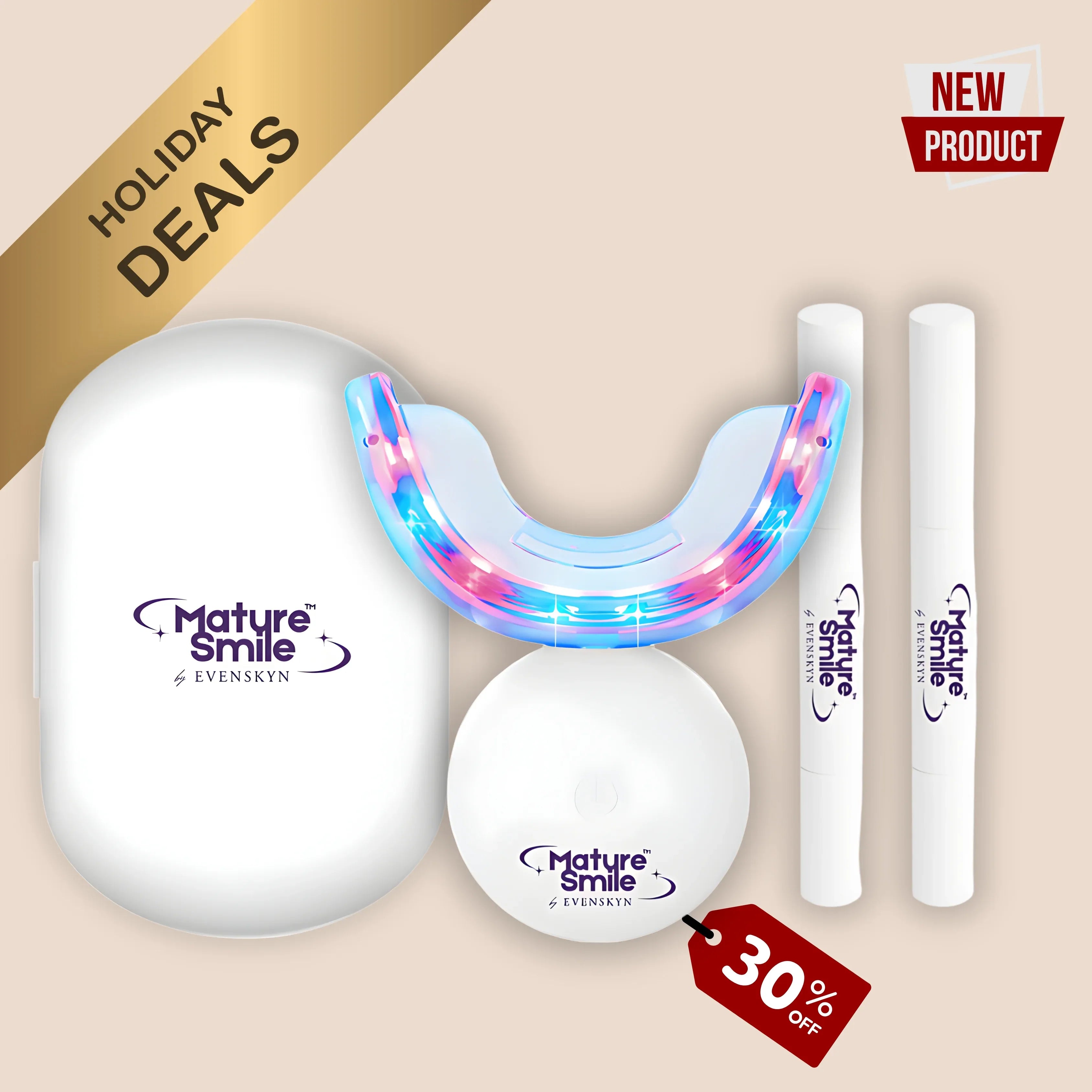 *NEW* MatureSmile™ LED Teeth Whitening Kit | Enamel-Safe Whitening for Adults 40+ - EVENSKYN® *NEW* MatureSmile™ LED Teeth Whitening Kit | Enamel-Safe Whitening for Adults 40+ - EVENSKYN®