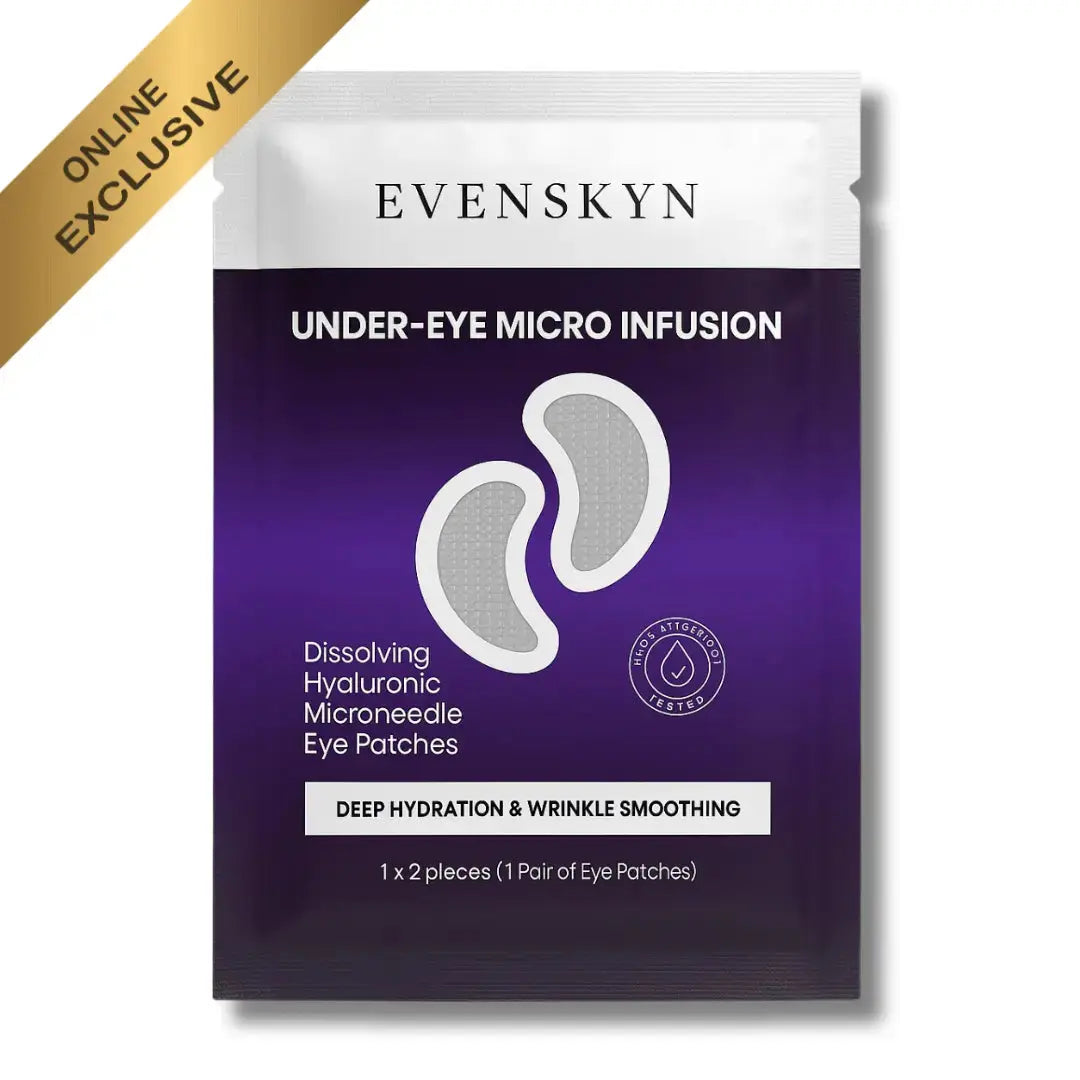 Evenskyn Under-Eye Micro Infusion Patches for deep hydration and wrinkle smoothing, an anti-aging skincare solution. Evenskyn Under-Eye Micro Infusion Patches for deep hydration and wrinkle smoothing, an anti-aging skincare solution.
