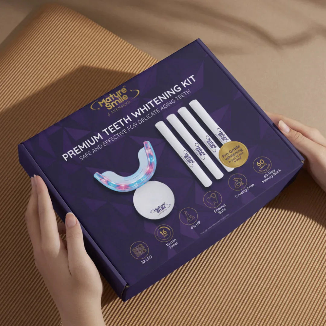 *NEW* MatureSmile™ LED Teeth Whitening Kit | Enamel-Safe Whitening for Adults 40+ - EVENSKYN® *NEW* MatureSmile™ LED Teeth Whitening Kit | Enamel-Safe Whitening for Adults 40+ - EVENSKYN®