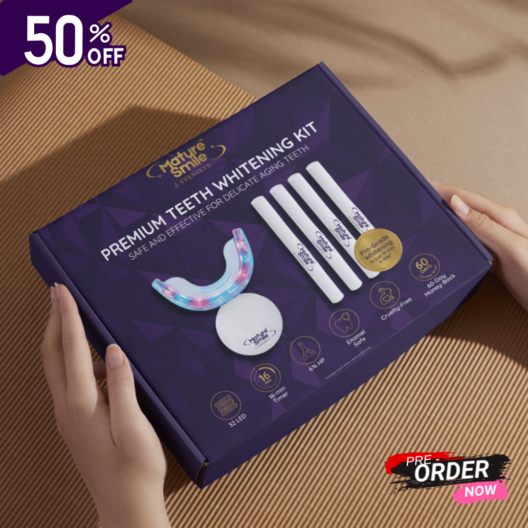 MatureSmile™ LED Teeth Whitening Kit | Enamel-Safe Whitening for Adults 40+ EVENSKYN® MatureSmile™ LED Teeth Whitening Kit | Enamel-Safe Whitening for Adults 40+ EVENSKYN®