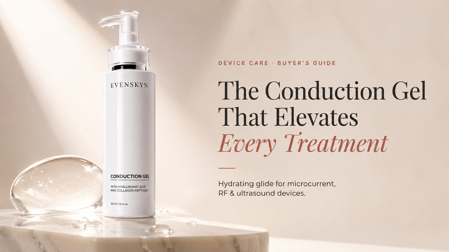 EvenSkyn Conduction Gel, a water-based conductive gel for microcurrent, RF and ultrasound facial devices