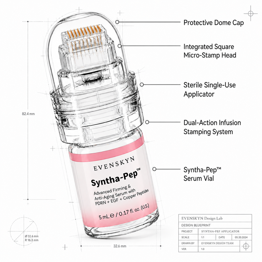 Blueprint of the MicroInfuser applicator with its parts labelled