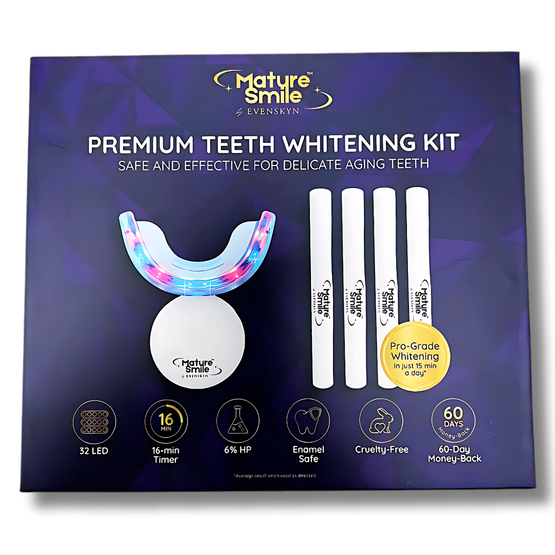 *جديد* طقم تبييض الأسنان بتقنية LED من MatureSmile™ | تبييض آمن على مينا الأسنان للبالغين من سن الأربعين فما فوق