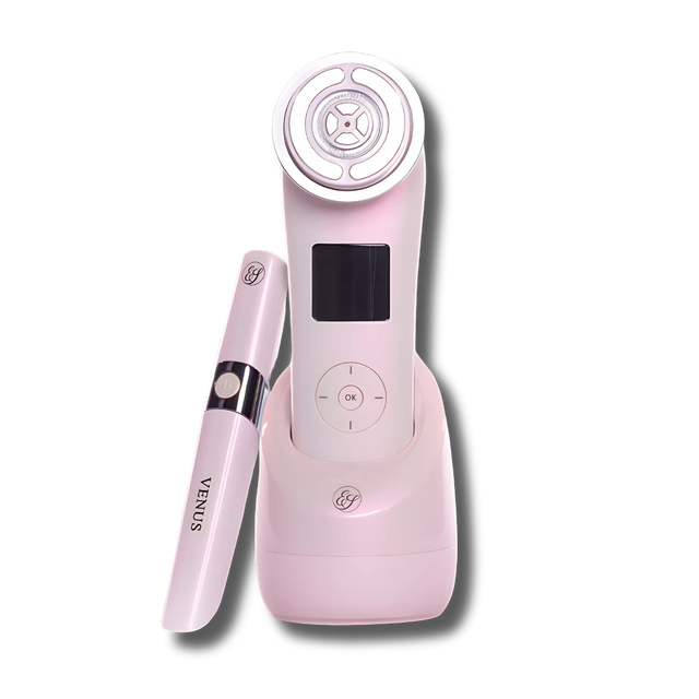 Prize 3: Lumo handset in its pink charging dock and Venus eye device
