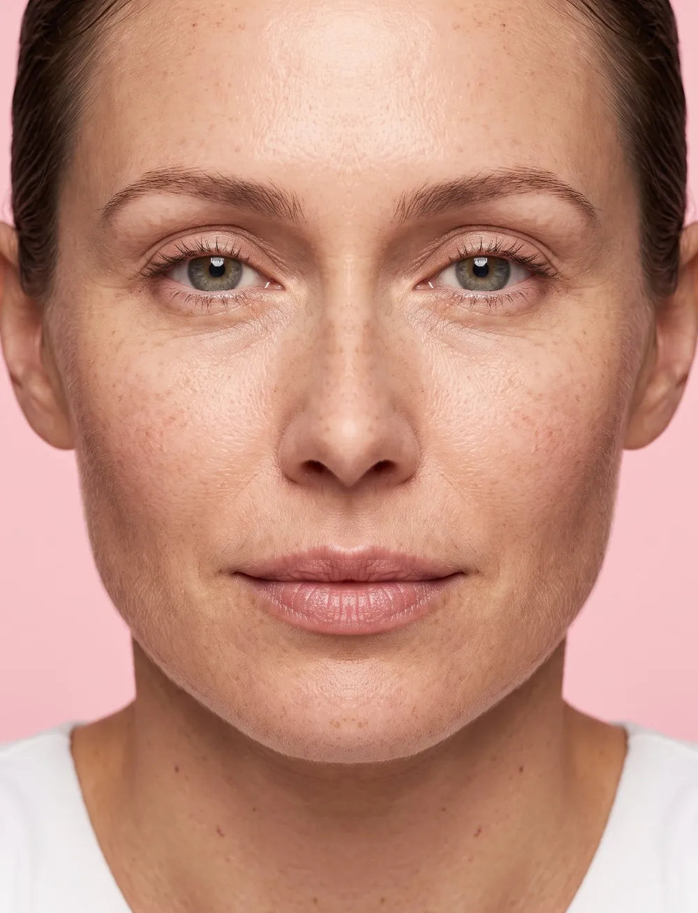 Lumo Plus glide map: six numbered lifts drawn as upward and outward arrows, hatched no-treat areas over the eyes and the front of the neck